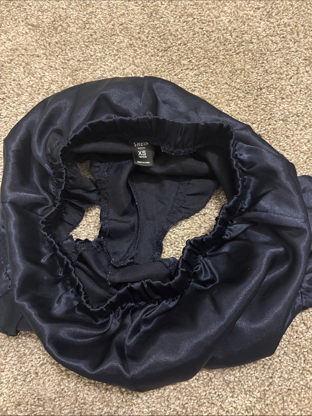 Navy Satin Ruffle Cami & Short Pajama Set - Picture 7 of 7